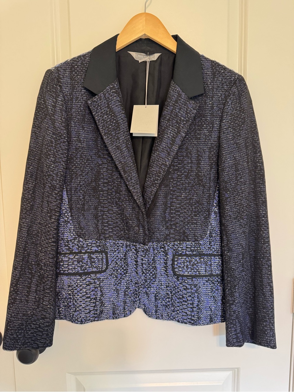 NWT Reed Krakoff Black/Blue Python-Print Blazer